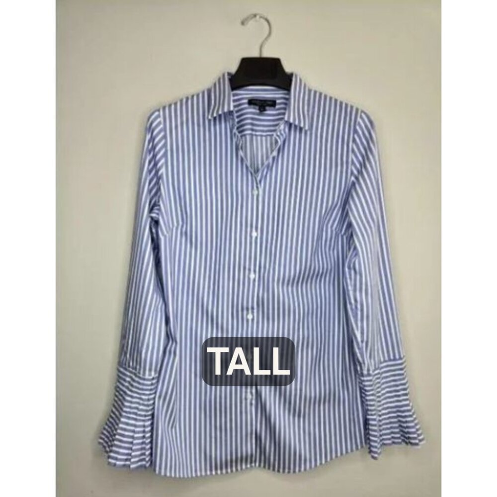 Banana Republic Riley Fit Blue Stripe Button-Down Shirt 8 Tall